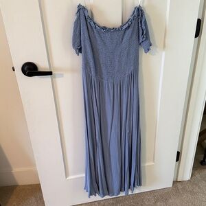 Lulu’s Off-Shoulder Blue Maxi Dress